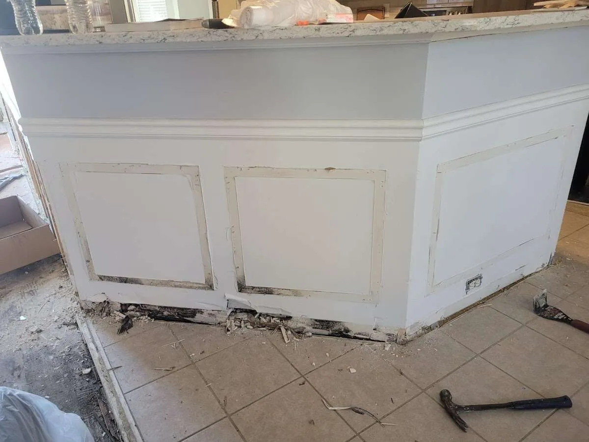 Water damage and mold on kitchen during Storm Damage Restoration in North Chicago